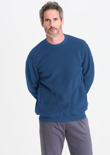 Cotton Traders Pale Blue Cosy Fleece Crew Neck