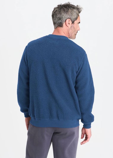 Cotton Traders Pale Blue Cosy Fleece Crew Neck
