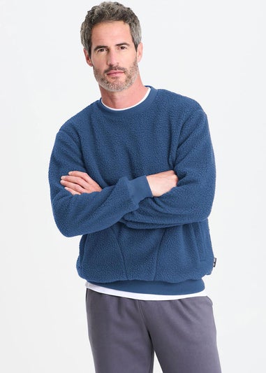 Cotton Traders Pale Blue Cosy Fleece Crew Neck