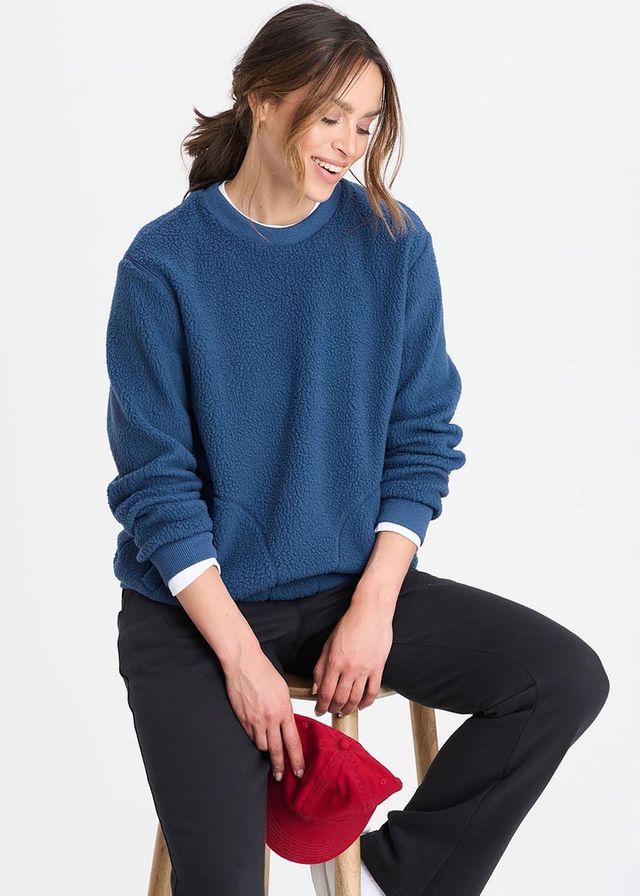Cotton Traders Pale Blue Cosy Fleece Crew Neck