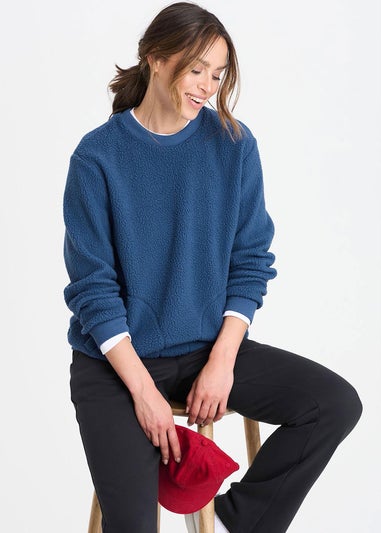 Cotton Traders Pale Blue Cosy Fleece Crew Neck