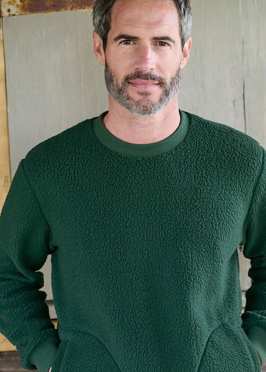 Cotton Traders Dark Green Cosy Fleece Crew Neck