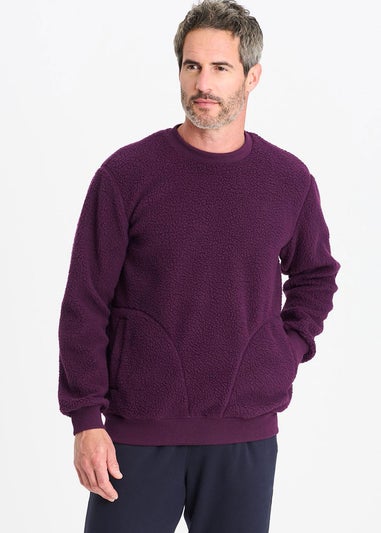 Cotton Traders Aubergine Cosy Fleece Crew Neck