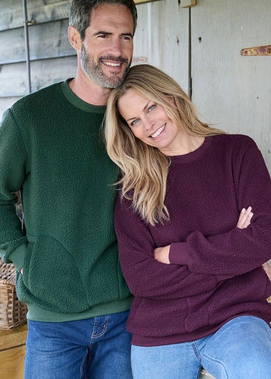 Cotton Traders Aubergine Cosy Fleece Crew Neck