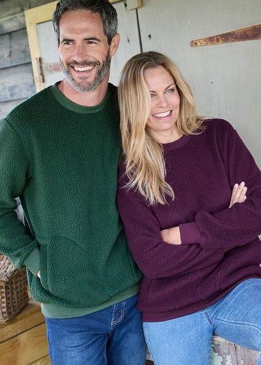 Cotton Traders Aubergine Cosy Fleece Crew Neck