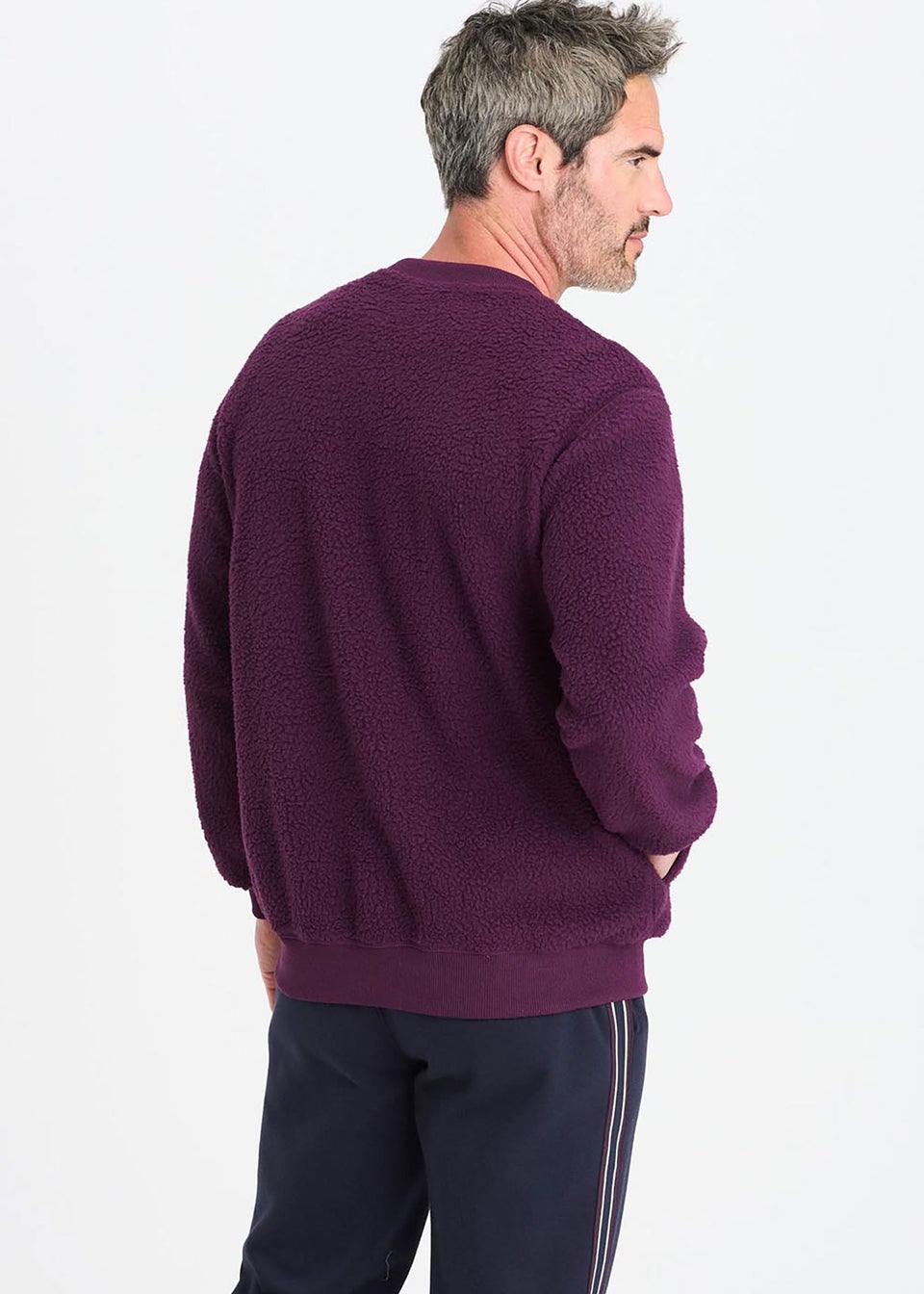 Cotton Traders Aubergine Cosy Fleece Crew Neck