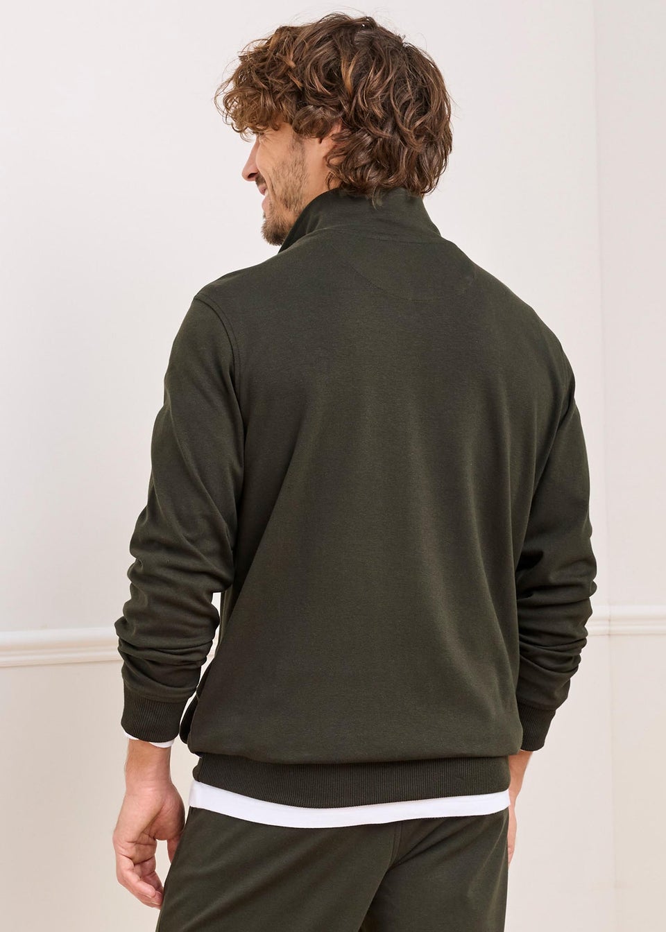 Cotton Traders Dark Green Luxury Half Zip Top