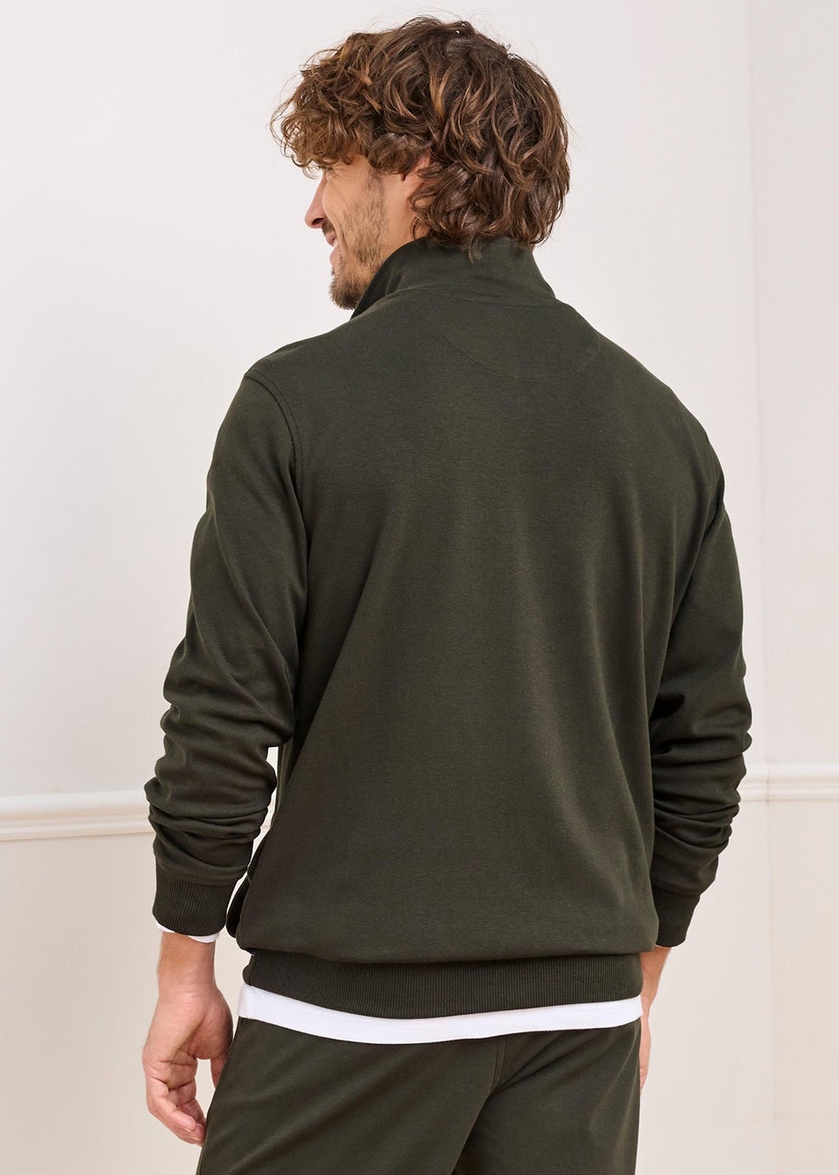 Cotton Traders Dark Green Luxury Half Zip Top