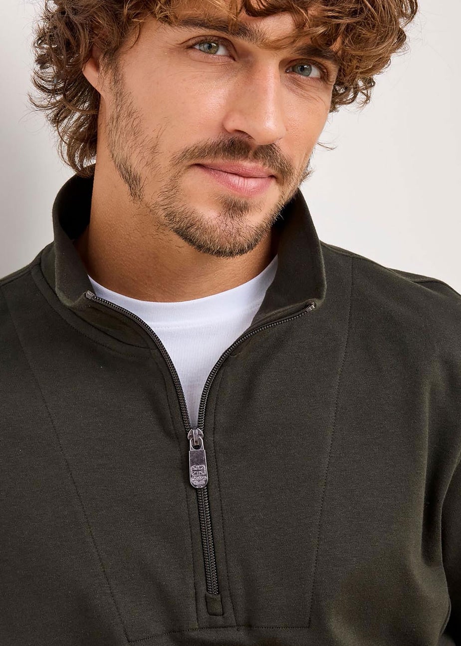 Cotton Traders Dark Green Luxury Half Zip Top