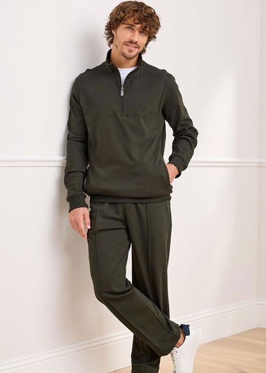 Cotton Traders Dark Green Luxury Half Zip Top