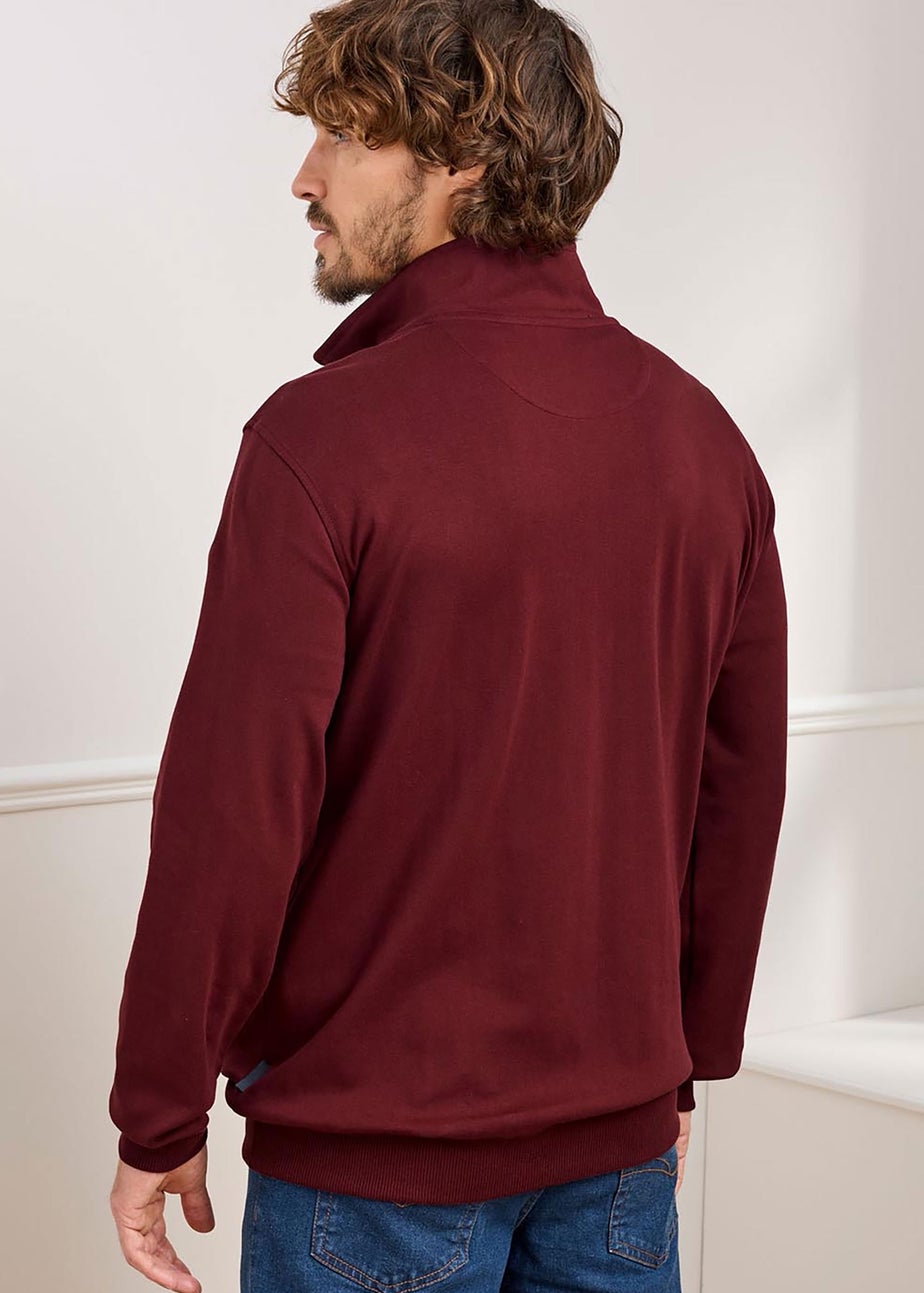 Cotton Traders Burgundy Luxury Half Zip Top