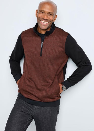 Cotton Traders Charcoal Grey Guinness Panelled Half Zip Top