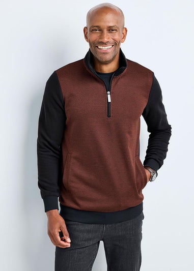 Cotton Traders Charcoal Grey Guinness Panelled Half Zip Top