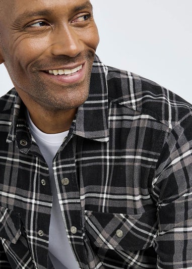 Cotton Traders Black Guinness Long Sleeve Cord Check Shirt