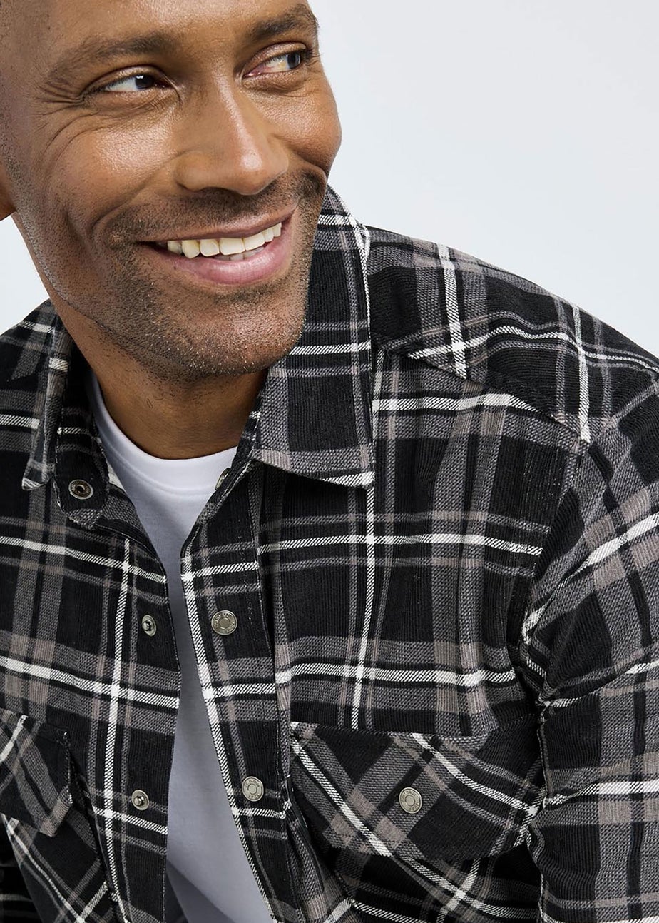 Cotton Traders Black Guinness Long Sleeve Cord Check Shirt