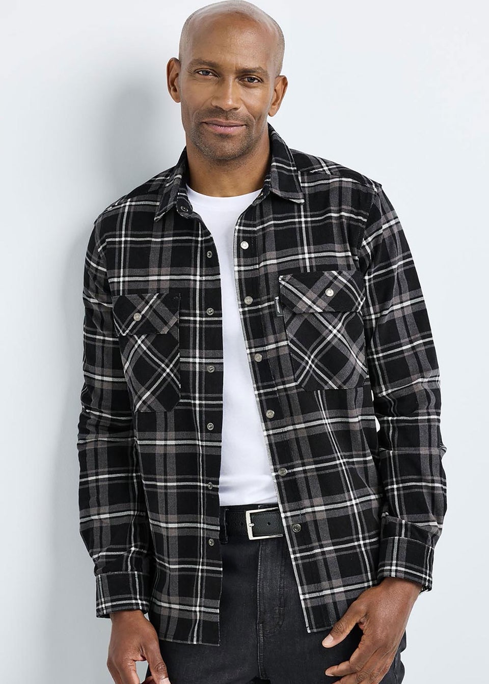 Cotton Traders Black Guinness Long Sleeve Cord Check Shirt