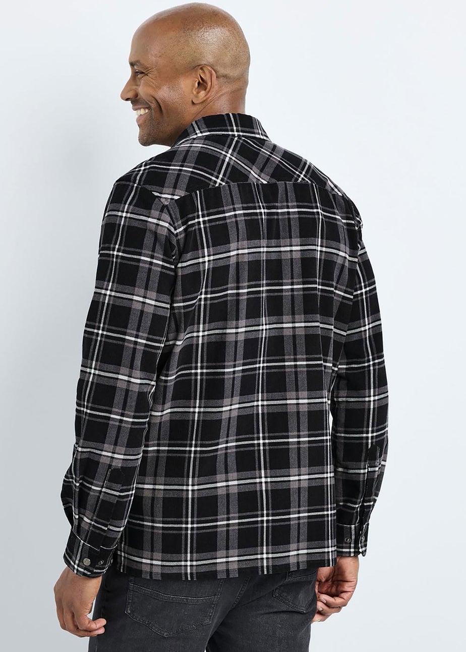 Cotton Traders Black Guinness Long Sleeve Cord Check Shirt