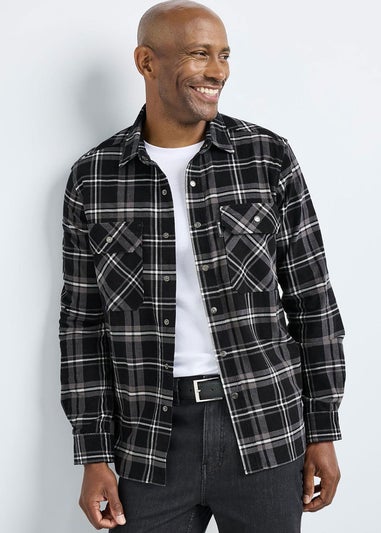 Cotton Traders Black Guinness Long Sleeve Cord Check Shirt