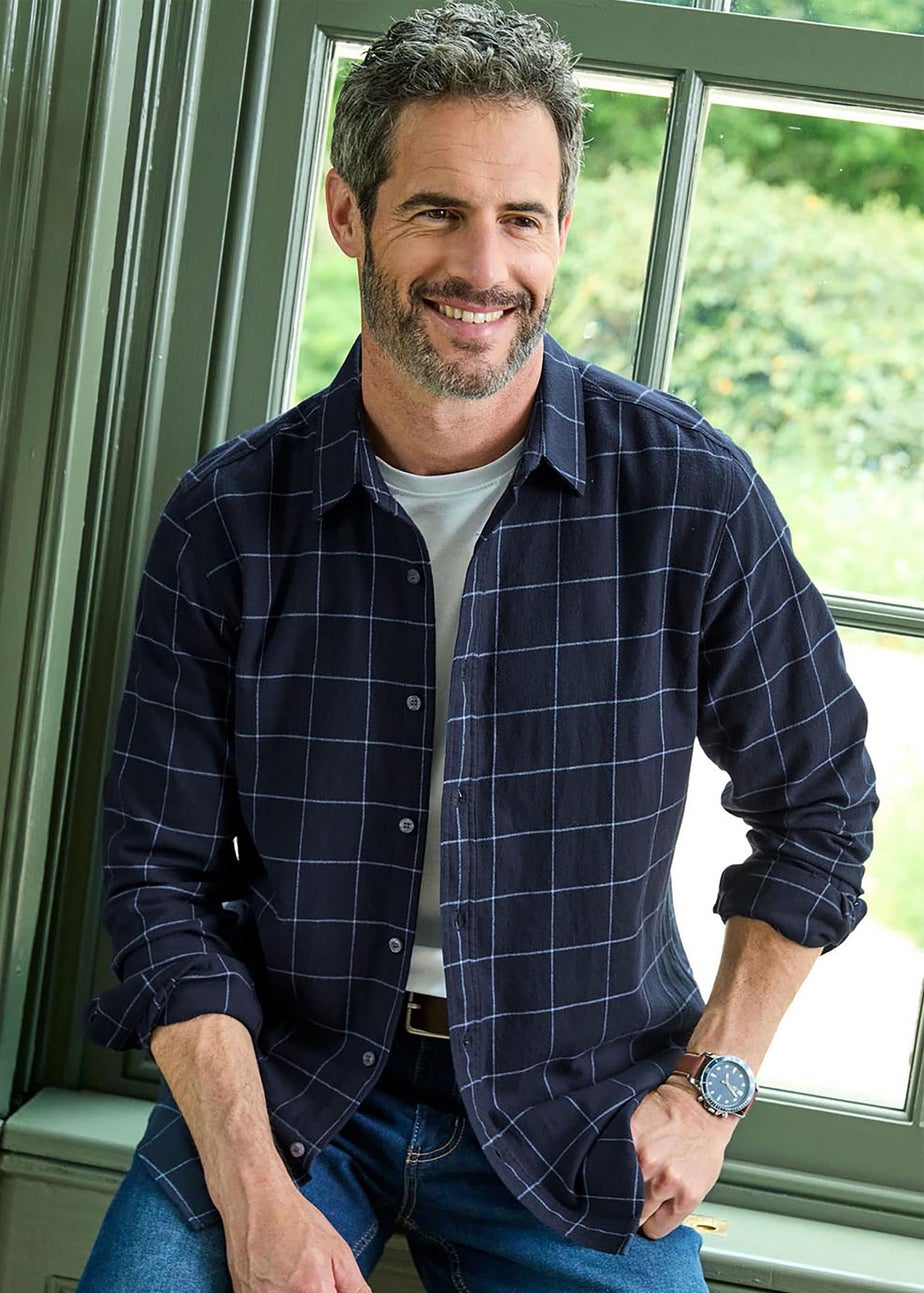 Cotton Traders Midnight Blue Winter Warm Cotton Shirt