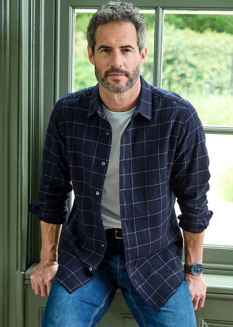 Cotton Traders Midnight Blue Winter Warm Cotton Shirt