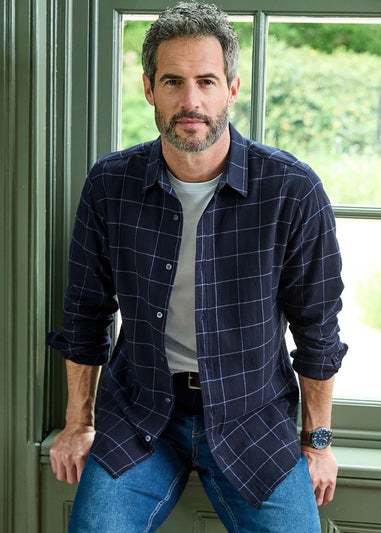 Cotton Traders Midnight Blue Winter Warm Cotton Shirt