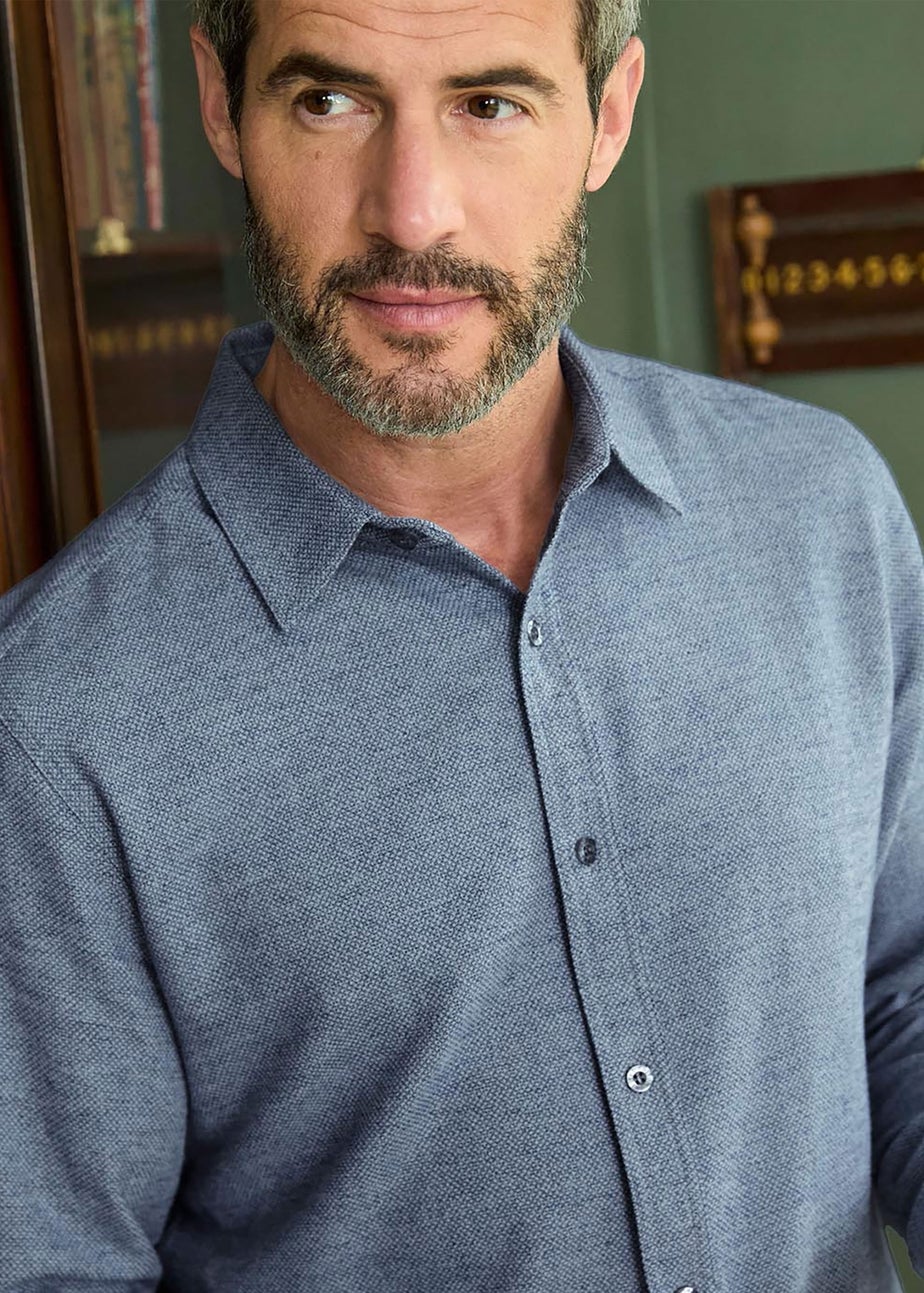 Cotton Traders Pale Blue Winter Warm Cotton Shirt