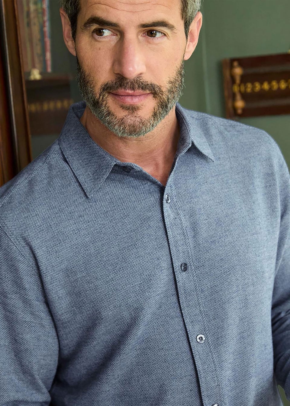 Cotton Traders Pale Blue Winter Warm Cotton Shirt