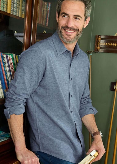 Cotton Traders Pale Blue Winter Warm Cotton Shirt