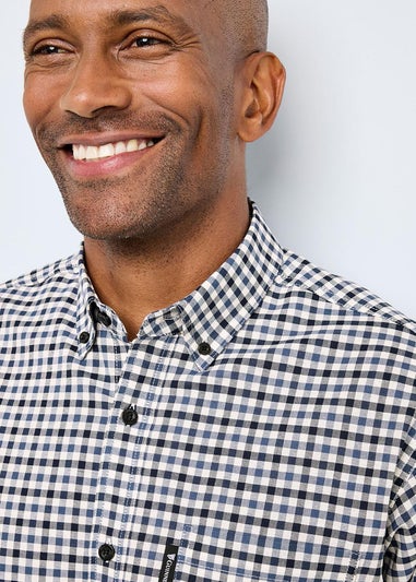 Cotton Traders Dark Blue Guinness Long Sleeve Brushed Oxford Gingham Shirt