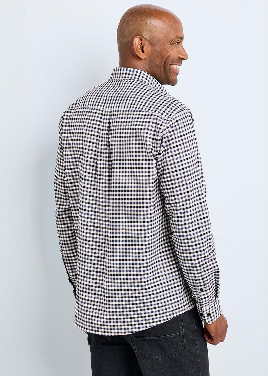 Cotton Traders Dark Blue Guinness Long Sleeve Brushed Oxford Gingham Shirt