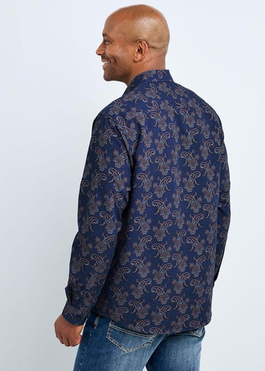 Cotton Traders Dark Blue Guinness Long Sleeve Soft Touch Paisley Print Shirt