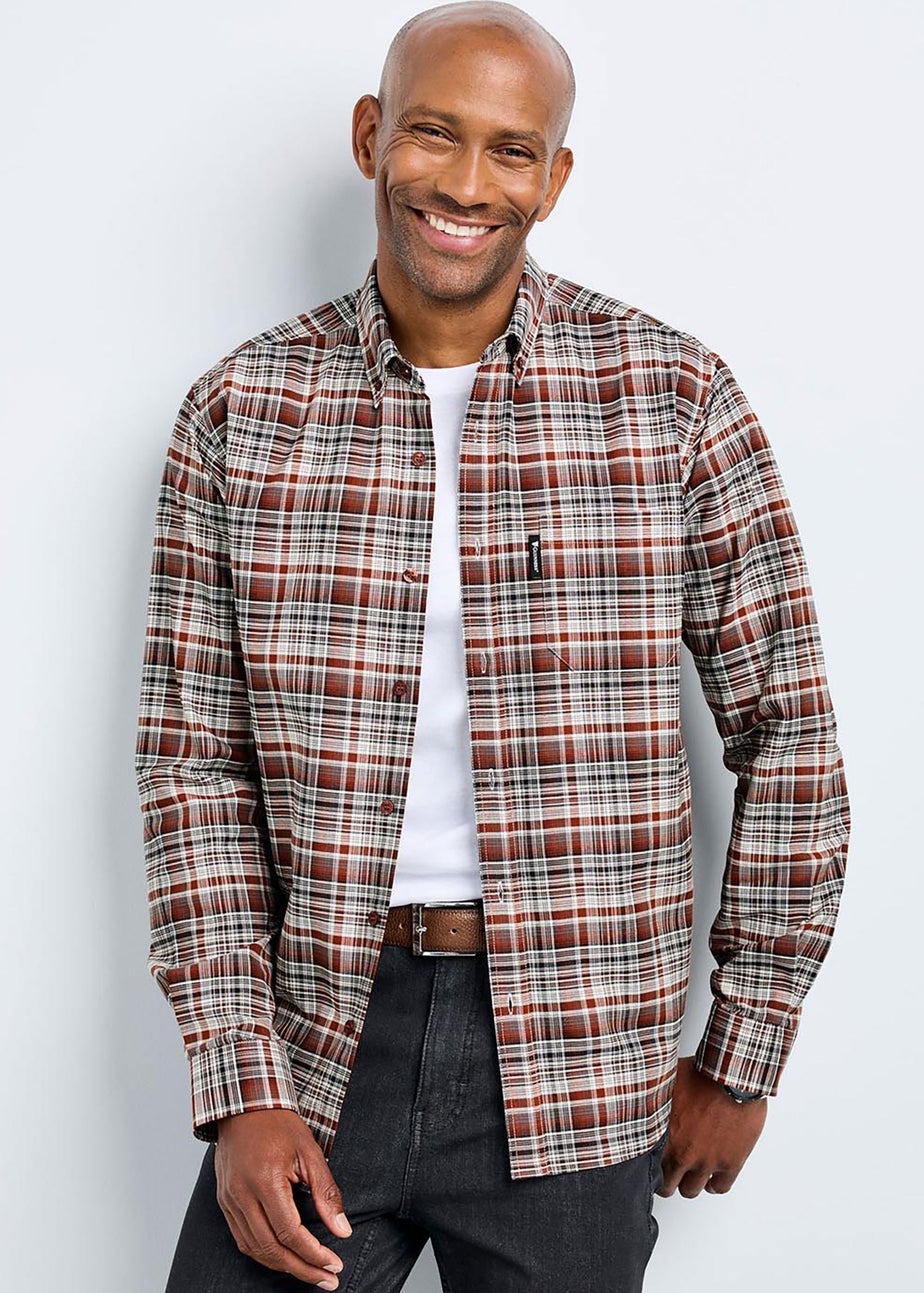 Cotton Traders Black Guinness Long Sleeve Brushed Oxford Check Shirt