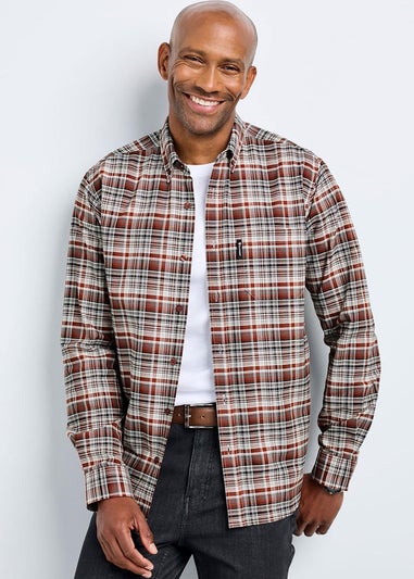 Cotton Traders Black Guinness Long Sleeve Brushed Oxford Check Shirt