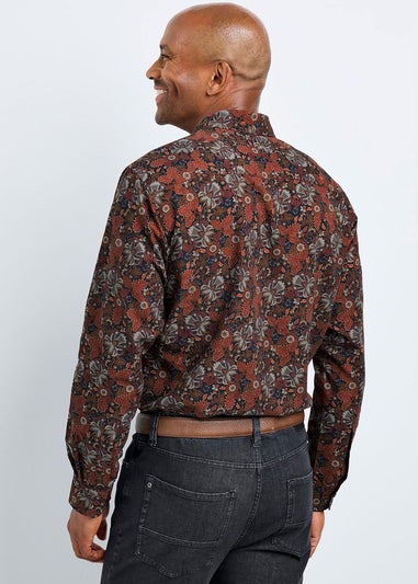 Cotton Traders Black Guinness Long Sleeve Soft Touch Leaf Print Shirt