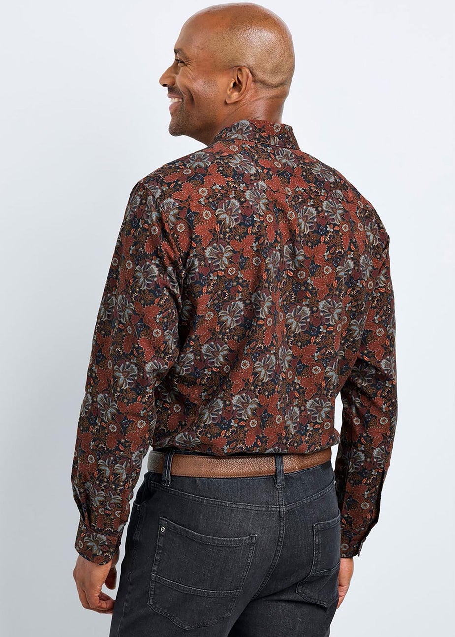 Cotton Traders Black Guinness Long Sleeve Soft Touch Leaf Print Shirt