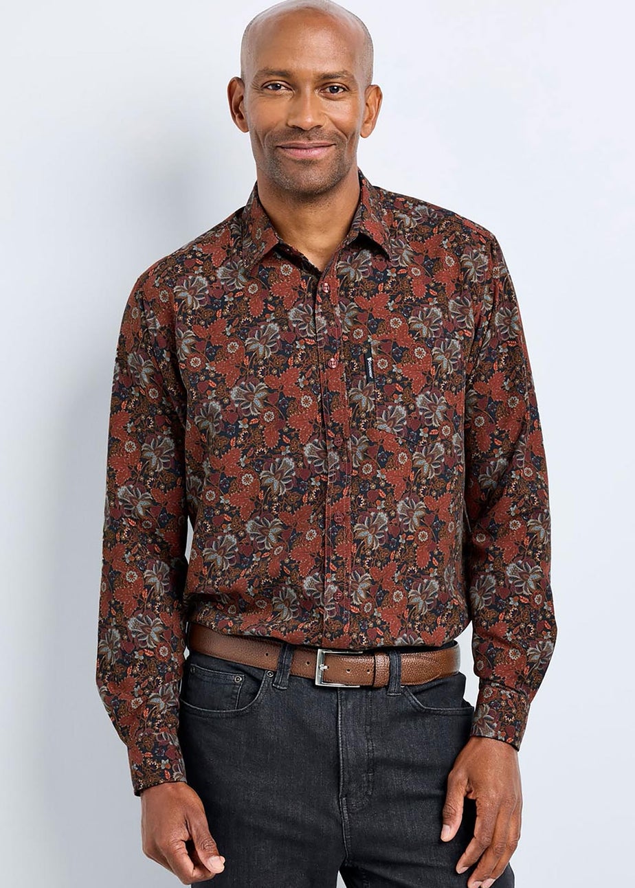 Cotton Traders Black Guinness Long Sleeve Soft Touch Leaf Print Shirt