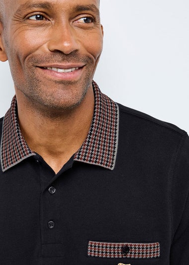 Cotton Traders Black Guinness Long Sleeve Polo Shirt