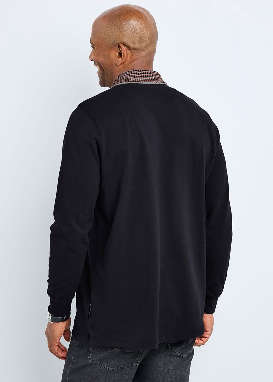 Cotton Traders Black Guinness Long Sleeve Polo Shirt