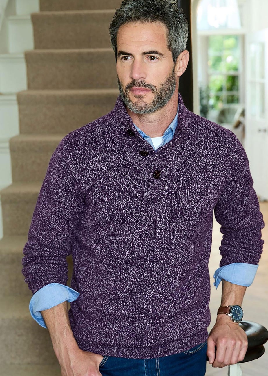 Cotton Traders Amethyst Half Button Jumper