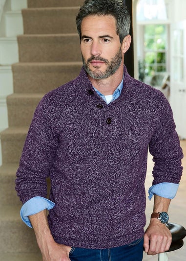 Cotton Traders Amethyst Half Button Jumper
