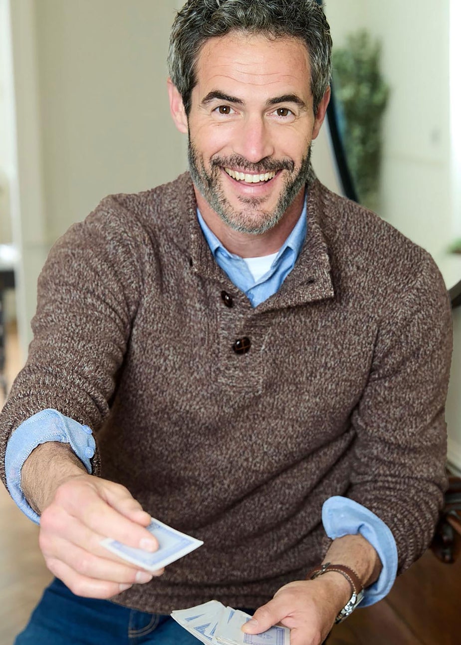 Cotton Traders Dark Brown Half Button Jumper