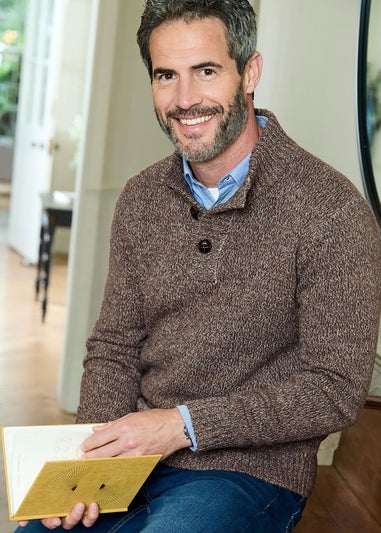 Cotton Traders Dark Brown Half Button Jumper