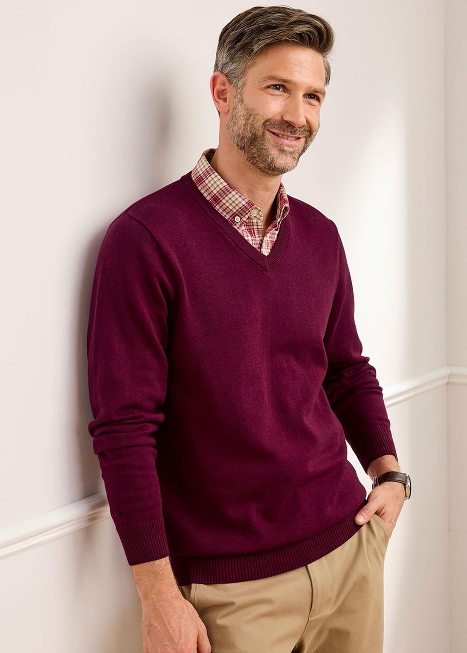 Cotton Traders Ruby Luxury Cotton V-Neck Mock Shirt Jumper