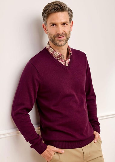 Cotton Traders Ruby Luxury Cotton V-Neck Mock Shirt Jumper
