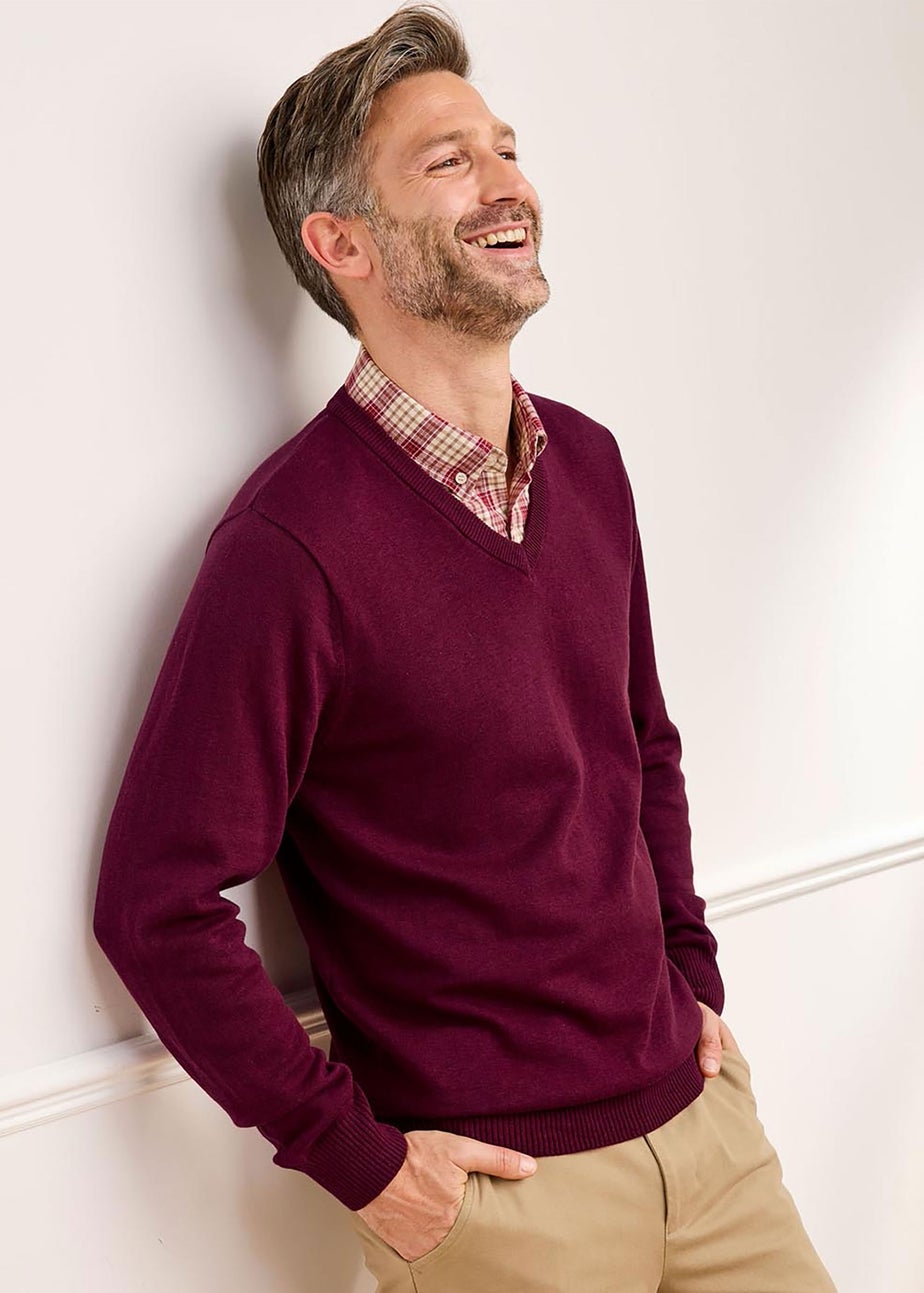 Cotton Traders Ruby Luxury Cotton V-Neck Mock Shirt Jumper