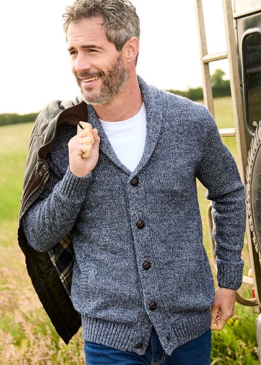 Cotton Traders Dark Blue Shawl Neck Cardigan