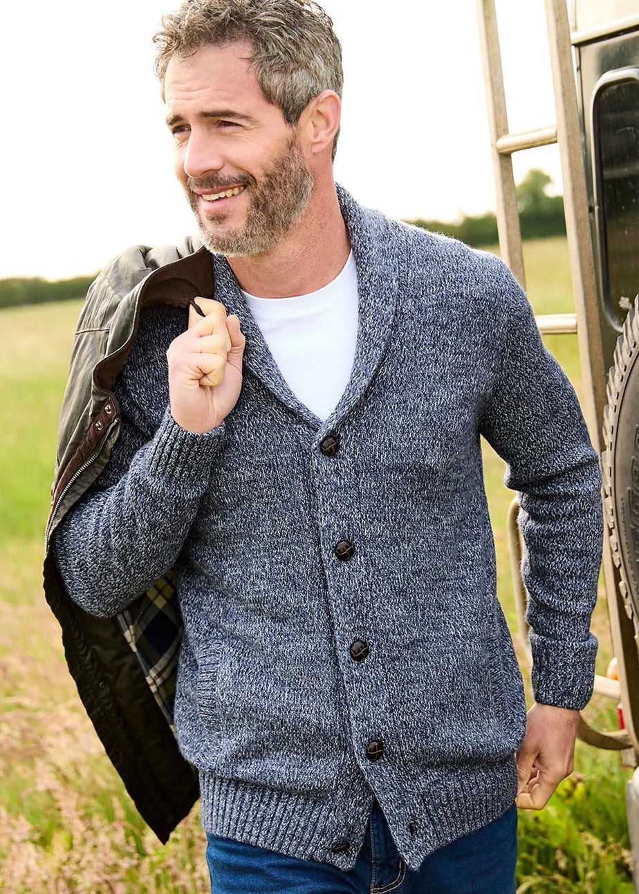 Cotton Traders Dark Blue Shawl Neck Cardigan