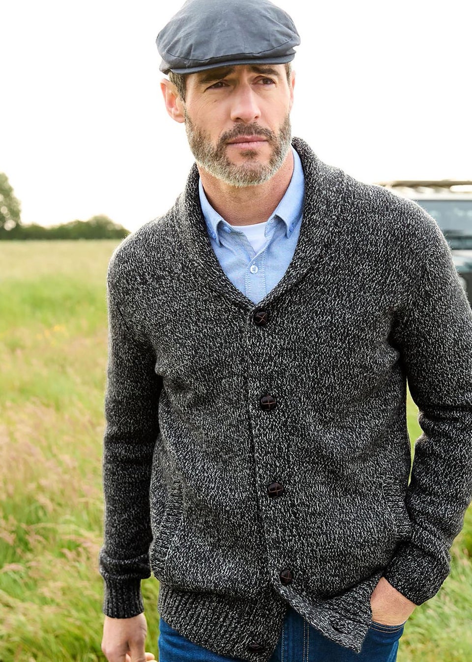 Cotton Traders Dark Green Shawl Neck Cardigan