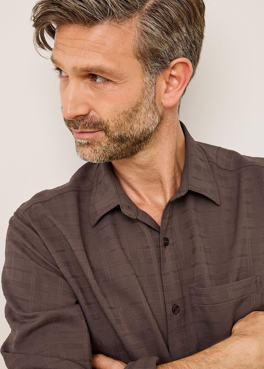 Cotton Traders Dark Brown Luxury Long Sleeve Soft Touch Shirt