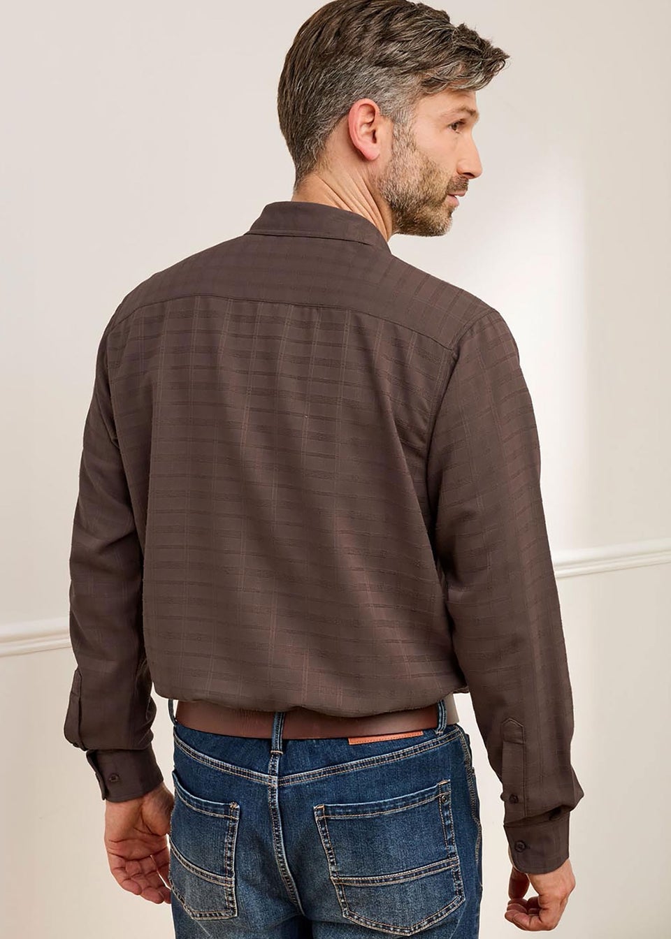 Cotton Traders Dark Brown Luxury Long Sleeve Soft Touch Shirt